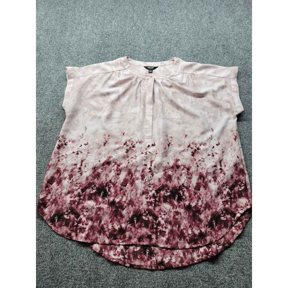 Simply Vera Vera Wang Pink Ombre Floral Short Sleeve Blouse XXL RN73277